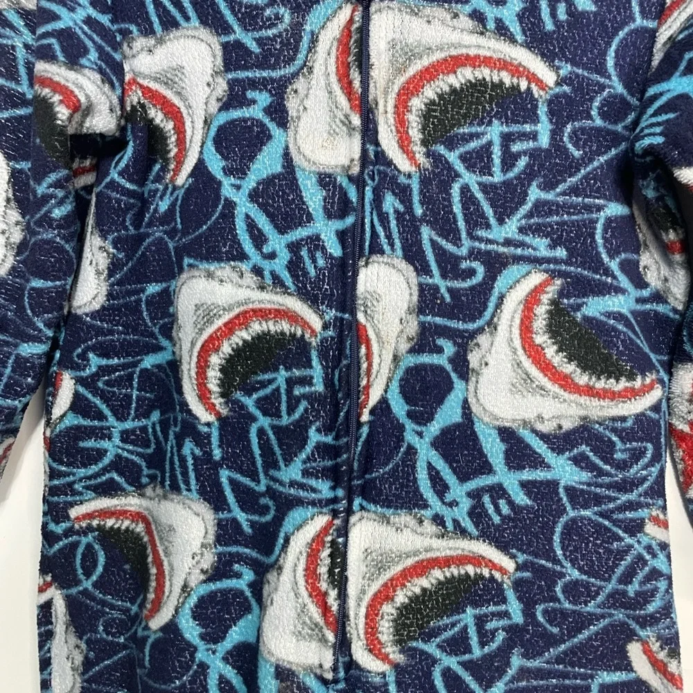 5 for $25🔥Shark Print Zip Front Footless Pajama Jumpsuit Size 14/16‎